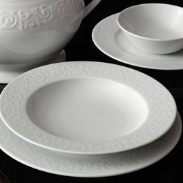 Hermia Vajilla de Porcelana ACL24Y200 de 24 Piezas, Blanco